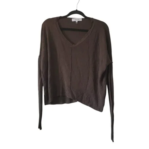 Revolve John + Jenn Dark Green Spun Rayon V-Neck Sweater S - Picture 2 of 7